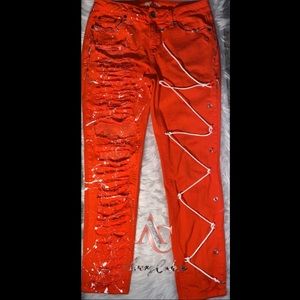 Orange StreetStyle Jeans🔥🖤